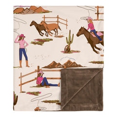 Sweet Jojo Designs western cowgirl blanket front brushed microfiber print for cozy newborn cuddles.