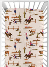 Sweet Jojo Designs Western Cowgirl crib sheet front view showing soft brushed microfiber comfort