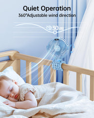 SWEETFULL quiet fan operates under 30 dB for baby-friendly environments.