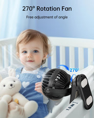 Stroller clip on SWEETFULL fan secured with silicone pads.