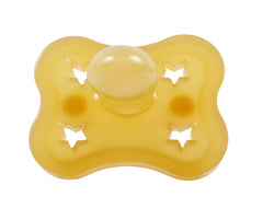 Sweetie star-shaped pacifier close-up shows safe, non-toxic material and smooth surface.