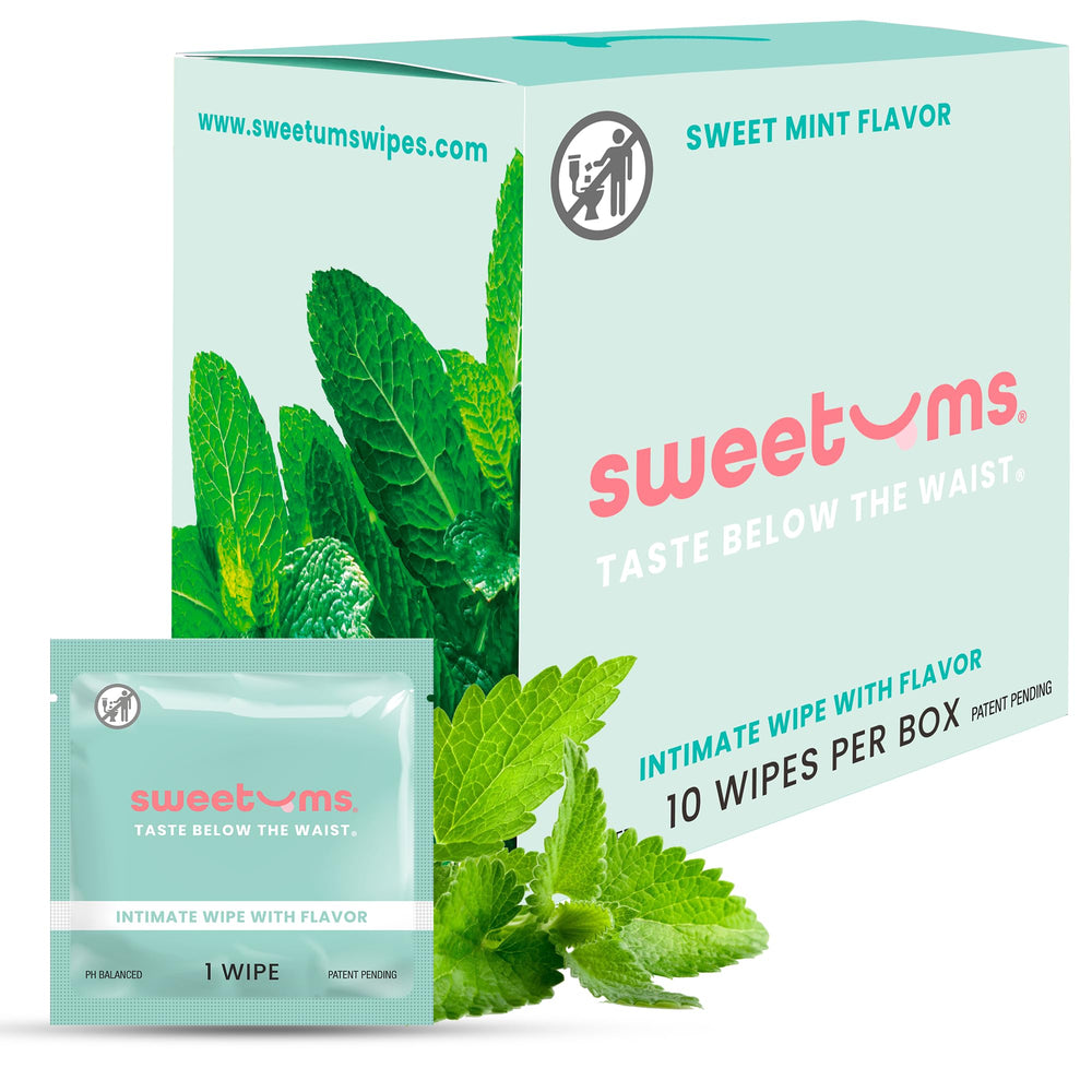 Sweetums Sweet Mint wipes in a pack view for on-the-go refreshment