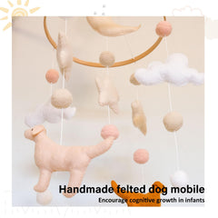 Sweety Baby dog theme mobile with stars for gentle visual stimulation.