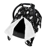 Sweety Baby Goth car seat cover with Peekaboo opening for easy checks on the go.