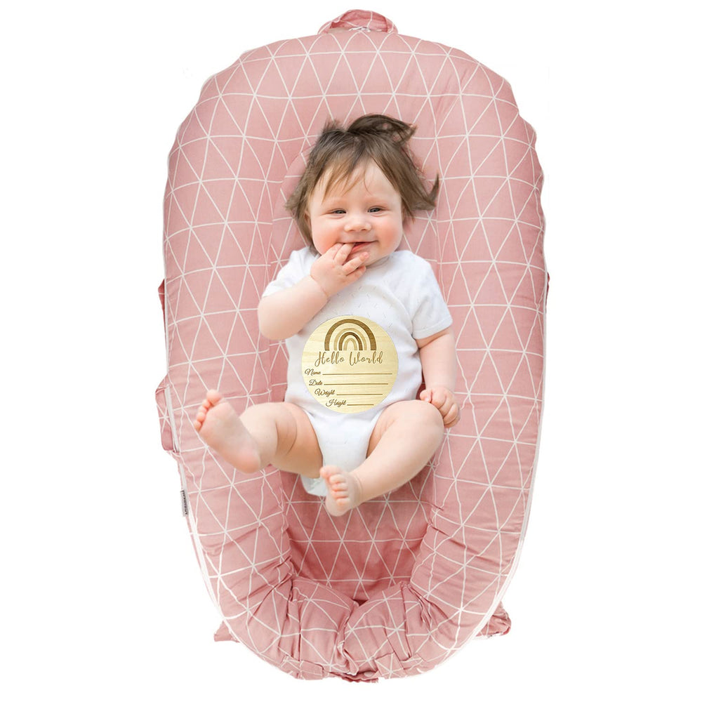 Sweety Baby newborn lounger cover for DockATot Deluxe in pink, soft cotton texture