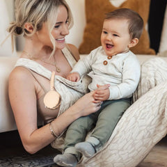 Swelive pacifier case in shifting sand color adds portable storage for baby items.