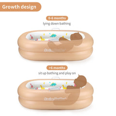 Swimbobo inflatable baby bathtub with portable carry bag for travel-friendly baths.
