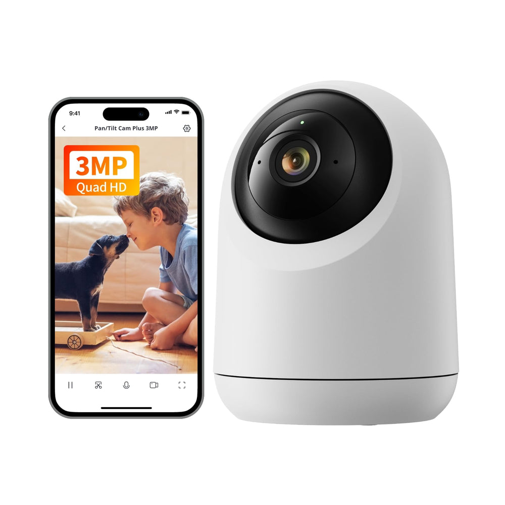 SwitchBot Security Indoor Camera 2K pan tilt shows wide coverage for pets and loved ones.