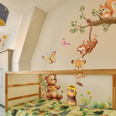 SWORNA 2-sheets animal wall decals forest scene full wall coverage for nursery decor