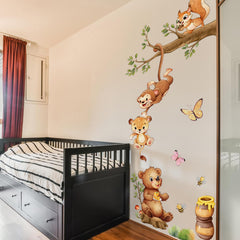 SWORNA 2-sheets animal wall decals squirrel with nuts boosts playful exploration
