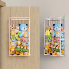 SWTYMIKI over-the-door plush organizer 2-tier pink, easy access for kids.