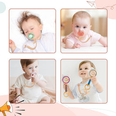 Symbolife boho rainbow wooden clip adds style while keeping pacifier nearby.