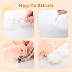 Symbolife easy-to-use pacifier clip attaches to clothes, bags, or strollers.