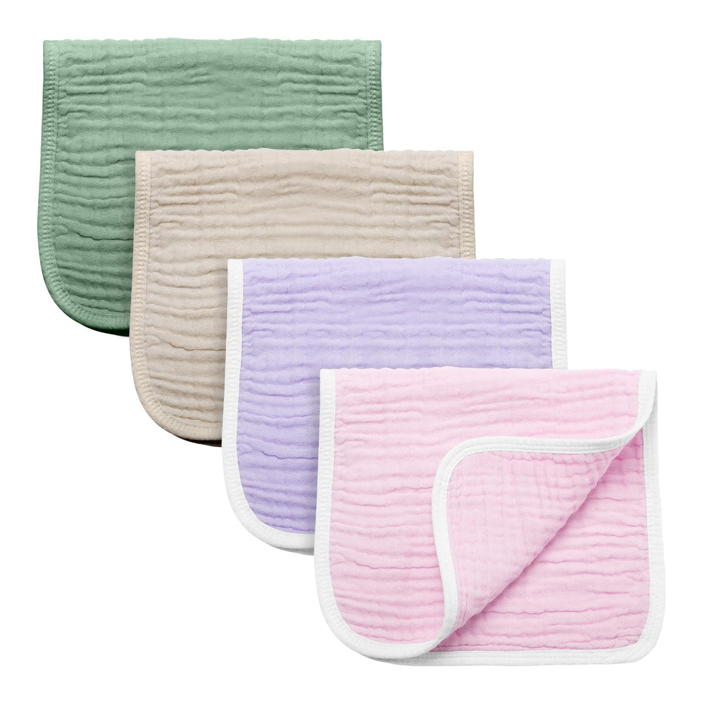 Synrroe burp cloths pink pack: soft six-layer muslin for gentle baby care.
