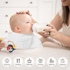 Versatile Synrroe burp cloths can double as baby bibs and wipes.