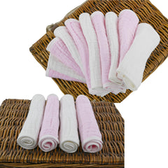 Synrroe pink and white burp cloths pack ideal for daily use.