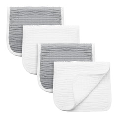 Synrroe burp cloths with six-layer muslin showing absorbent core.