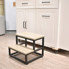 SZLHANJZ two-step side view highlights stable design for reaching high shelves.
