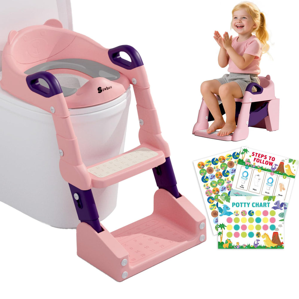Szwbee 3-in-1 potty seat with step stool for toddlers, promoting safe independent use.