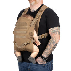Tactical Baby Gear carrier for dads in action, showing ergonomic design for comfortable wear.