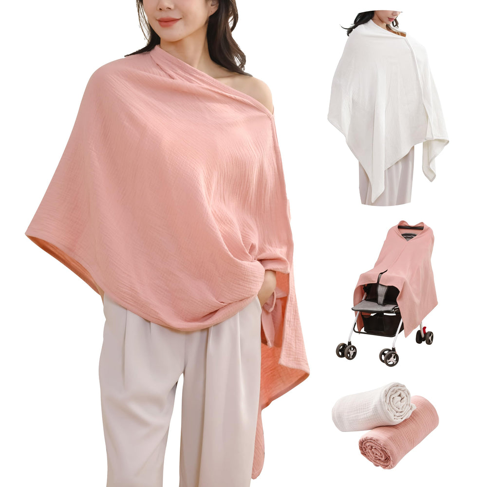 TADO MUSLIN nursing cover pink front view showing breathable privacy for feeding