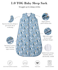 TADO MUSLIN 1.0 TOG quilted sleep sack offers balanced warmth for year-round nights.