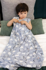 Four-layer muslin fabric shown for breathable softness in the sleep sack.