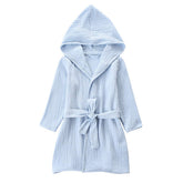 TADO MUSLIN toddler bathrobe blue wrapped for cozy post-bath moments