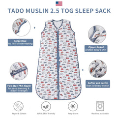 TADO MUSLIN 39 inch sleep sack designed for 2-4T toddlers in cool rooms