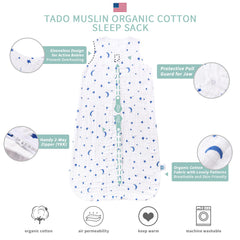 Top zipper access on TADO MUSLIN sleep sack for quick on and off