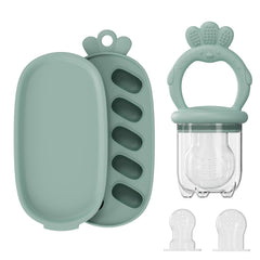 TAEAFER baby food feeder green close-up showing soft silicone pouch for safe self-feeding.