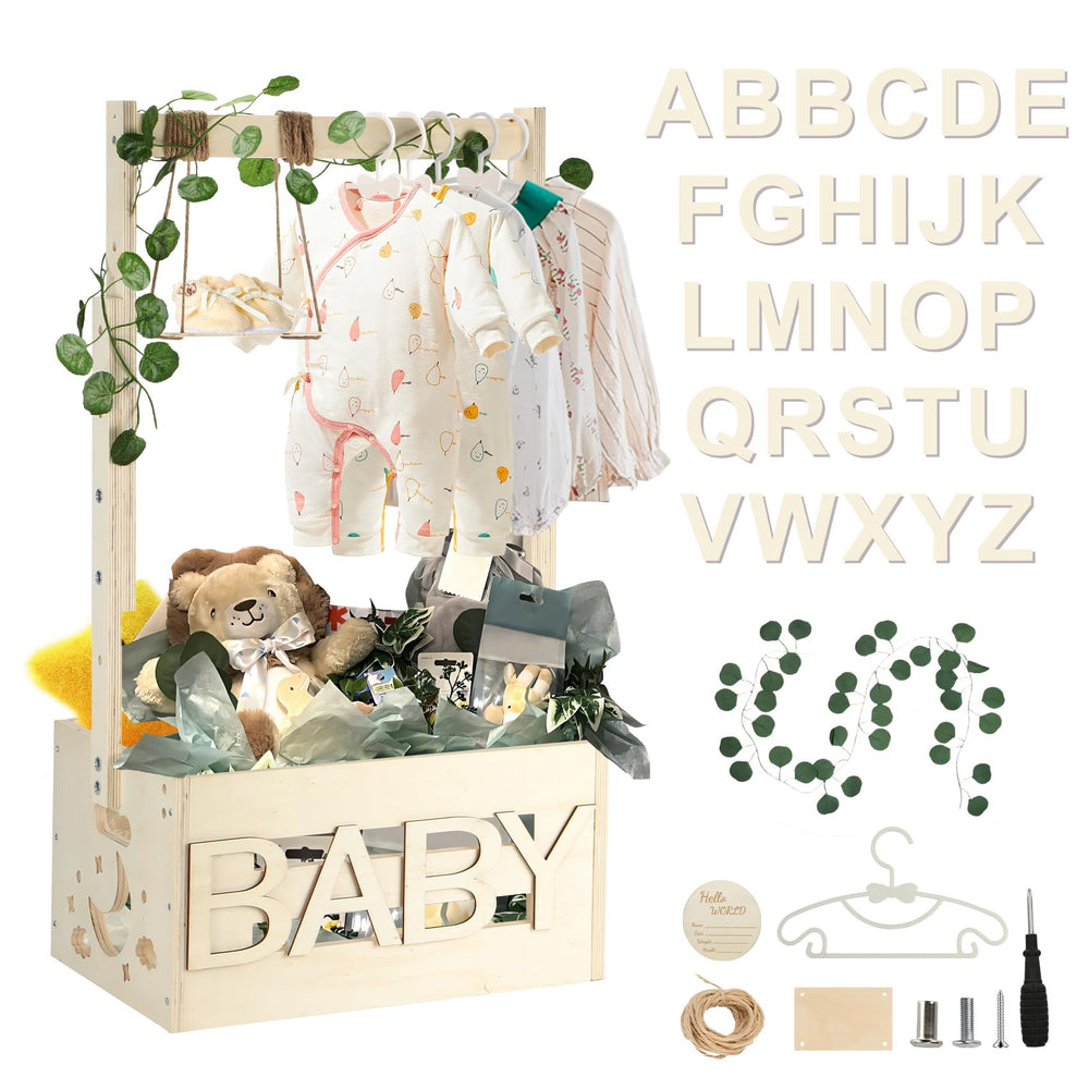 TAEYONK wooden baby shower crate closet with ample storage for nursery items.