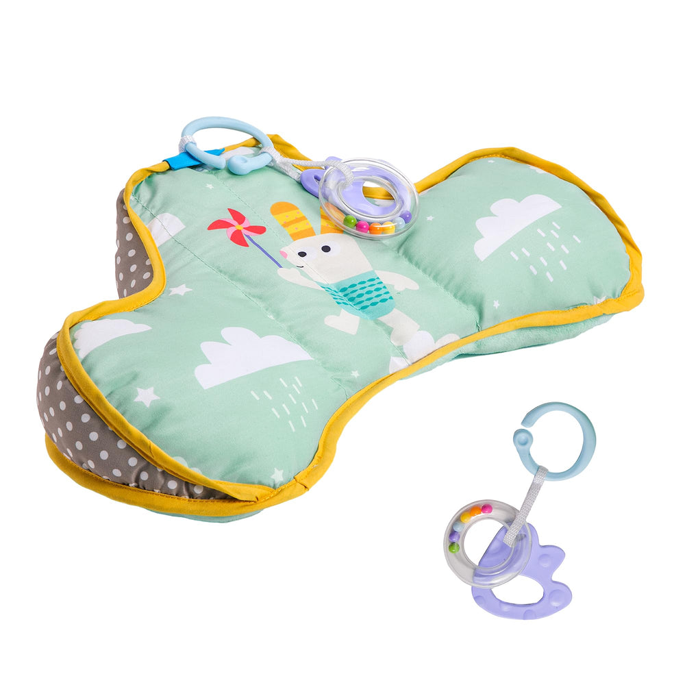 Taf Toys baby tummy time cushion closeup showcases soft fabric for comfy play.