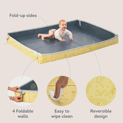 Taf Toys Foldable Soft Foam Play Mat blue with reversible patterns for visual variety