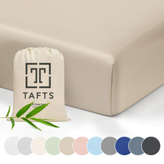 Tafts bamboo crib sheet beige with a snug 28x52 fit