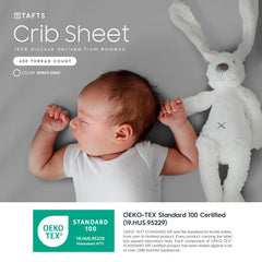 Tafts bamboo viscose crib sheets grey on crib show a sleep-ready surface