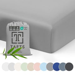Tafts bamboo viscose crib sheets grey closeup weave deliver silky softness
