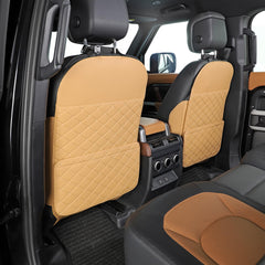 TAIKOO seat back protector orange front view protects rear seats from scuffs and stains.