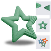 TalkTools Sensory Teeny Teether Star close-up in sage silicone for safe chewing