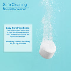 Talovee washing tablets target bottles and pump parts for efficient cleaning