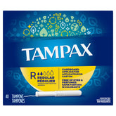 Tampax Cardboard Regular tampon with applicator close-up for easy insertion.