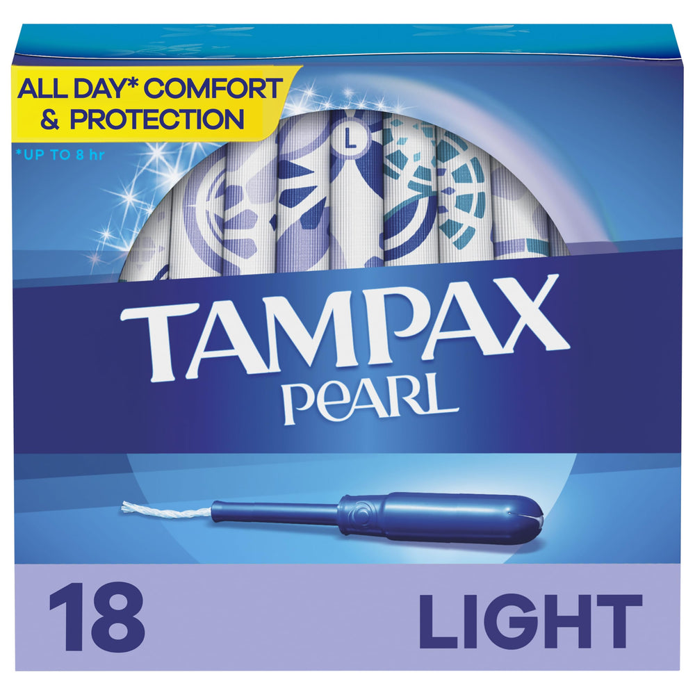 Tampax Pearl light absorbency with LeakGuard Braid protects against leaks throughout the day