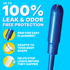 Close-up of Tampax Pearl tampon applicator with Anti-Slip Grip