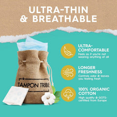 Tampon Tribe Organic Cotton Teen Pad 180mm keeps you dry on lighter flow days.