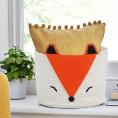T&T Homewares Orange Fox Storage Basket keeps diapers, wipes, and essentials neatly at hand.