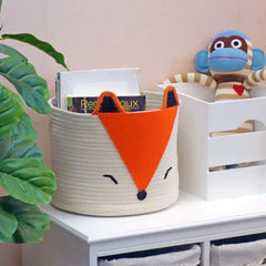 T&T Homewares Orange Fox Storage Basket fits woodland nursery decor, keeping baby items tidy and within reach.
