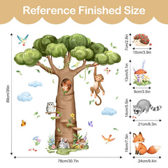 Tanlaby woodland tree wall decal with fox for kids room