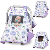 TANOFAR baby carseat cover in purple keeps baby warm with cozy plush fabric
