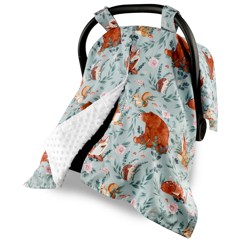 TANOFAR woodland animals car seat cover protects baby with cozy privacy and warmth.