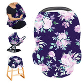 TANOFAR carseat cover in purple flower pattern providing privacy during outings